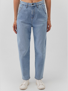 Jeans High-Rise Pleated Baggy Dunkle Waschung