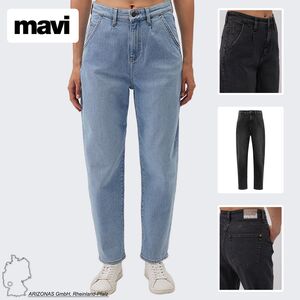 Jeans High-Rise Pleated Baggy Dunkle Waschung