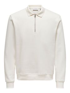Sweatshirt Polokragen Viertelknopfleiste Regular Fit