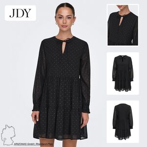 Kleid Mini gepunktet V-Ausschnitt Langarm