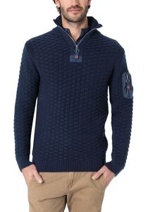 Strickpullover 3D-Schachbrettmuster �rmeltasche