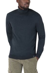 Rollkragenpullover Rippstrick Ellenbogen-Patch