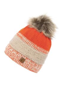 Warme Beanie Strickm�tze mit Bommel Fleece Innenfutter 