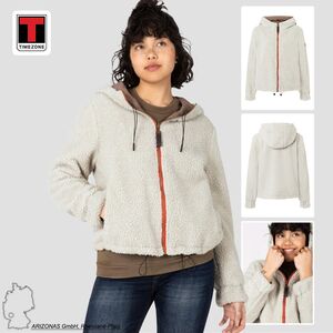 Jacke Teddyfell Kapuze Wendbar Retro-Look