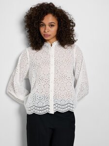 Bluse mit Lochstickerei Design Feines Muschelsaum Hemd