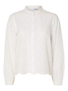 Bluse mit Lochstickerei Design Feines Muschelsaum Hemd