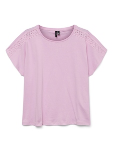 Trendiges Sommer Shirt mit Spitze Rundhals