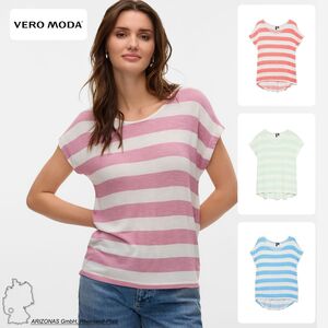 Gestreiftes T-Shirt mit Rundhalsausschnitt und Saum