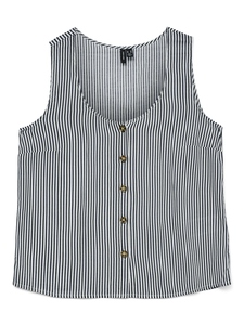 Gestreiftes Shirt mit Knopfleiste ohne �rmel