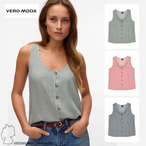 Gestreiftes Shirt mit Knopfleiste ohne �rmel