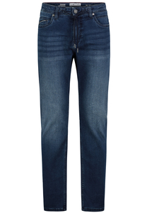 Slim Fit Jeans mit Used-Denim Waschung und Tunnelzug