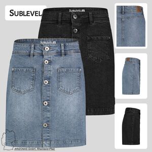 Denim Jeansrock mit Knopfleiste und aufgesetzten Taschen