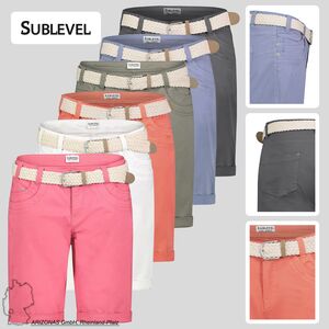 Chino Bermuda Shorts mit Flechtg�rtel und Umschlag