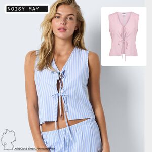 Gestreifte Blusen Weste mit V-Ausschnitt und Schn�rung