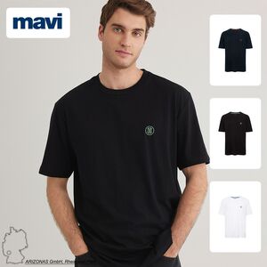 Rundhals-T-Shirt mit markantem Brustlogo