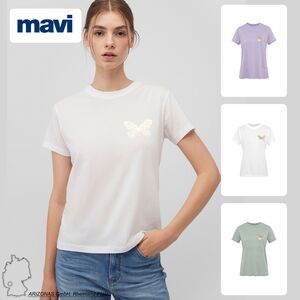 Kurzarm T-Shirt mit Schmetterling Motiv