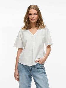 V-Ausschnitt T-Shirt mit kurzen �rmeln und Falten