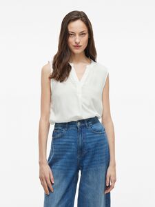 Elegante �rmellose Bluse mit V-Ausschnitt