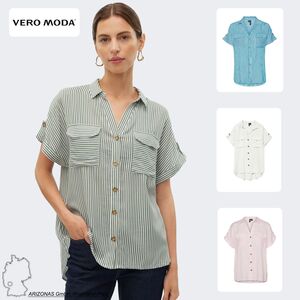 Gestreiftes Kurzarmhemd mit Brusttaschen und Knpfen