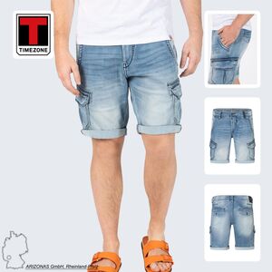 Jeansshorts mit Cargotaschen und Umschlag