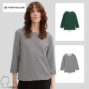 Geripptes 3/4 Arm Longsleeve Oberteil mit Kordelzug