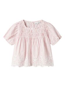 M�dchen Sommer Bluse mit R�schen und Lochstickerei