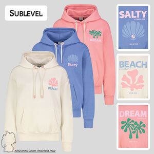 Pullover mit Kapuze, K�ngurutasche und Palmen-Print