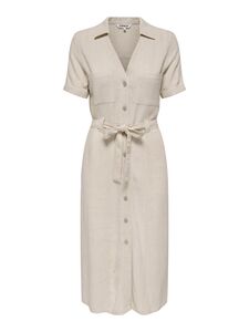 Hemdkleid mit G�rtel und V-Ausschnitt, kurz�rmlig