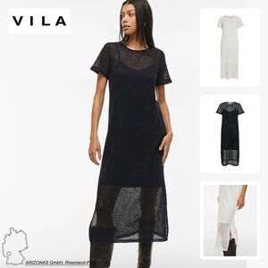 Knielanges Netzkleid mit kurzem �rmel und Saum