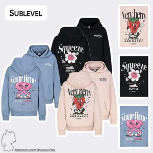 Kapuzenpullover mit K�ngurutasche und Blumenprint