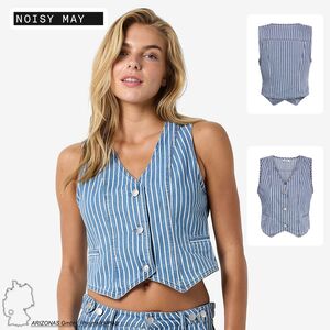 Gestreifter �rmelloser Blazer mit Knopfleiste und Taschen