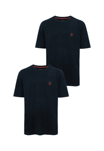 2er-SET Rundhals-T-Shirt mit markantem Brustlogo