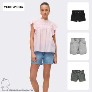 Jeansshorts mit Fransensaum und f�nf Taschen