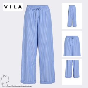 Gestreifte Palazzo Freizeithose mit Kordelzug und weitem Bein