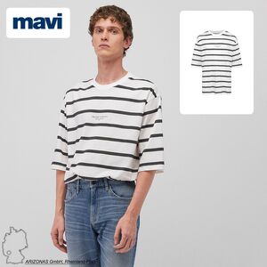 Gestreiftes T-Shirt mit Oversized-Passform und Rundhalsausschnitt