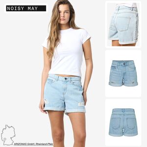 Denim-Shorts mit Rissen und umgeschlagenem Saum