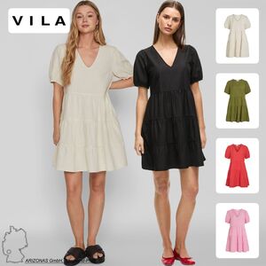 Legeres Blusen Kleid mit V-Ausschnitt und R�schensaum