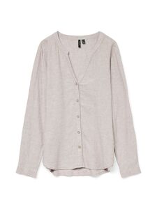 Leinenbluse mit V-Ausschnitt und Knopfleiste