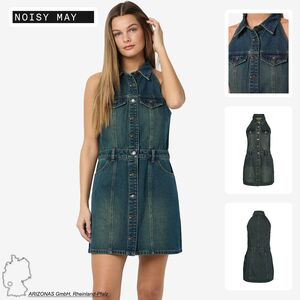 Jeanskleid mit Neckholder und Knopfleiste