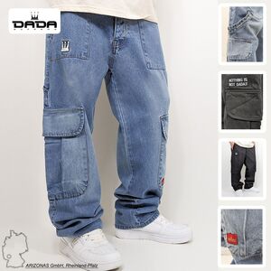 Worker Cargo Baggy Jeans mit Taschen und Stitching