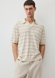 Poloshirt mit Streifen und offenem Kragen