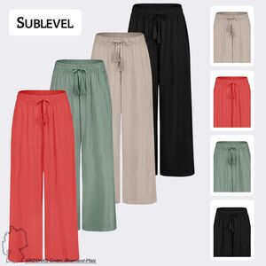 Leichte Palazzo-Hose mit Kordelzug und Quasten