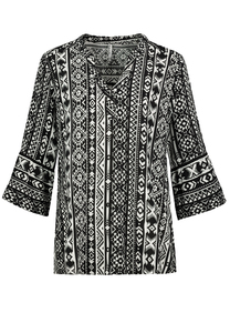 Gemusterte Boho Tunika mit Trompeten�rmeln