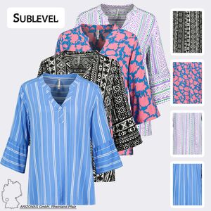 Gemusterte Boho Tunika mit Trompeten�rmeln