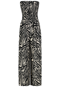 �rmelloser Jumpsuit mit Leo-Muster und Taillierung