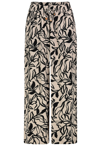 Gemusterte Freizeithose mit Kordelzug und weitem Bein