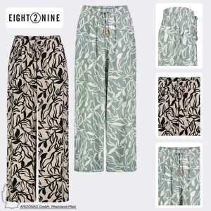 Gemusterte Freizeithose mit Kordelzug und weitem Bein