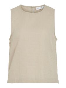 Bluse mit Rundhals �rmellos Leinenoptik 