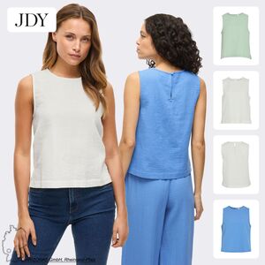 Bluse mit Rundhals �rmellos Leinenoptik 