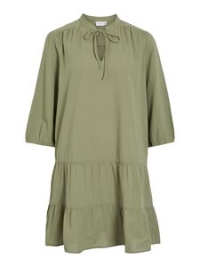 Kleid mit R�schen, Schl�ssellochausschnitt und Bindeband